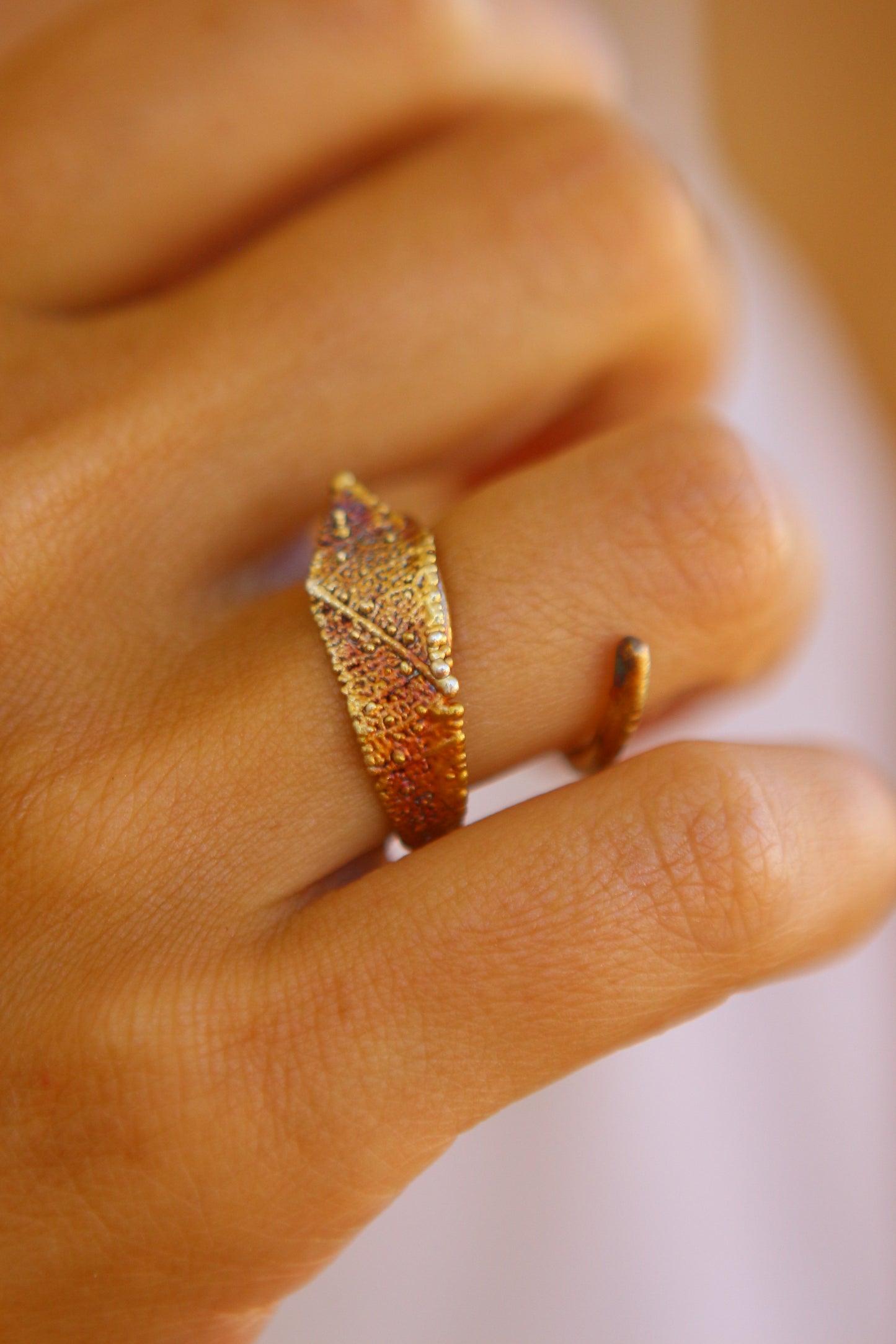 Anel com fragmento de folha