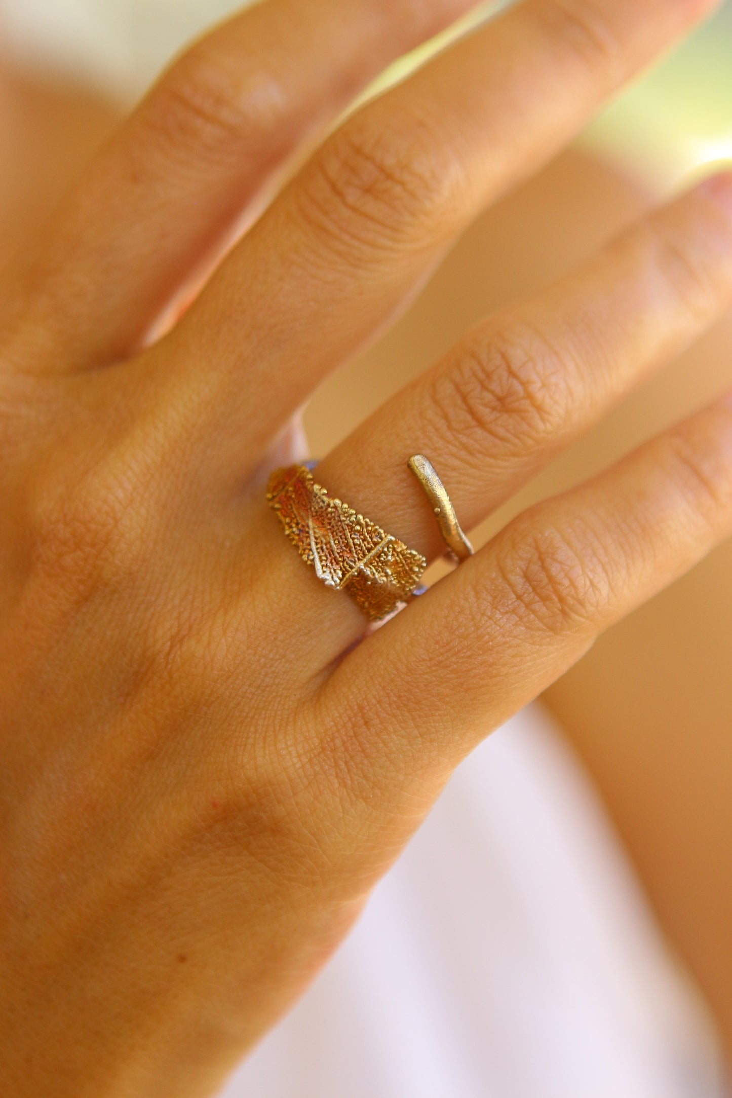 Anel com fragmento de folha