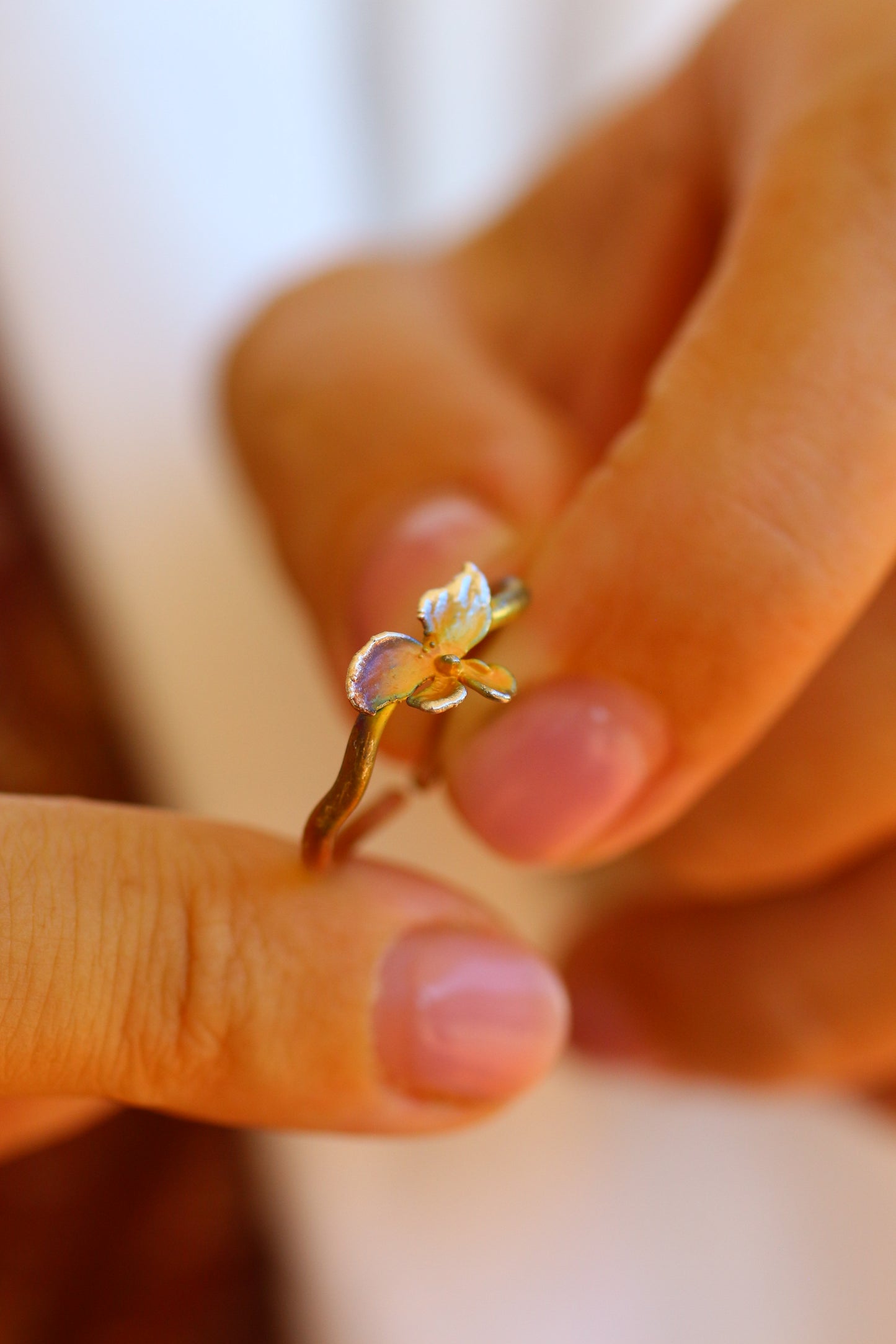 Anel com flor de hortensia