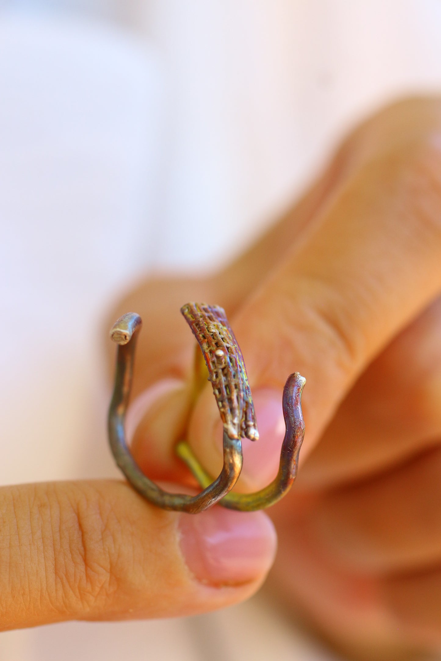 Anel com fragmento de folha