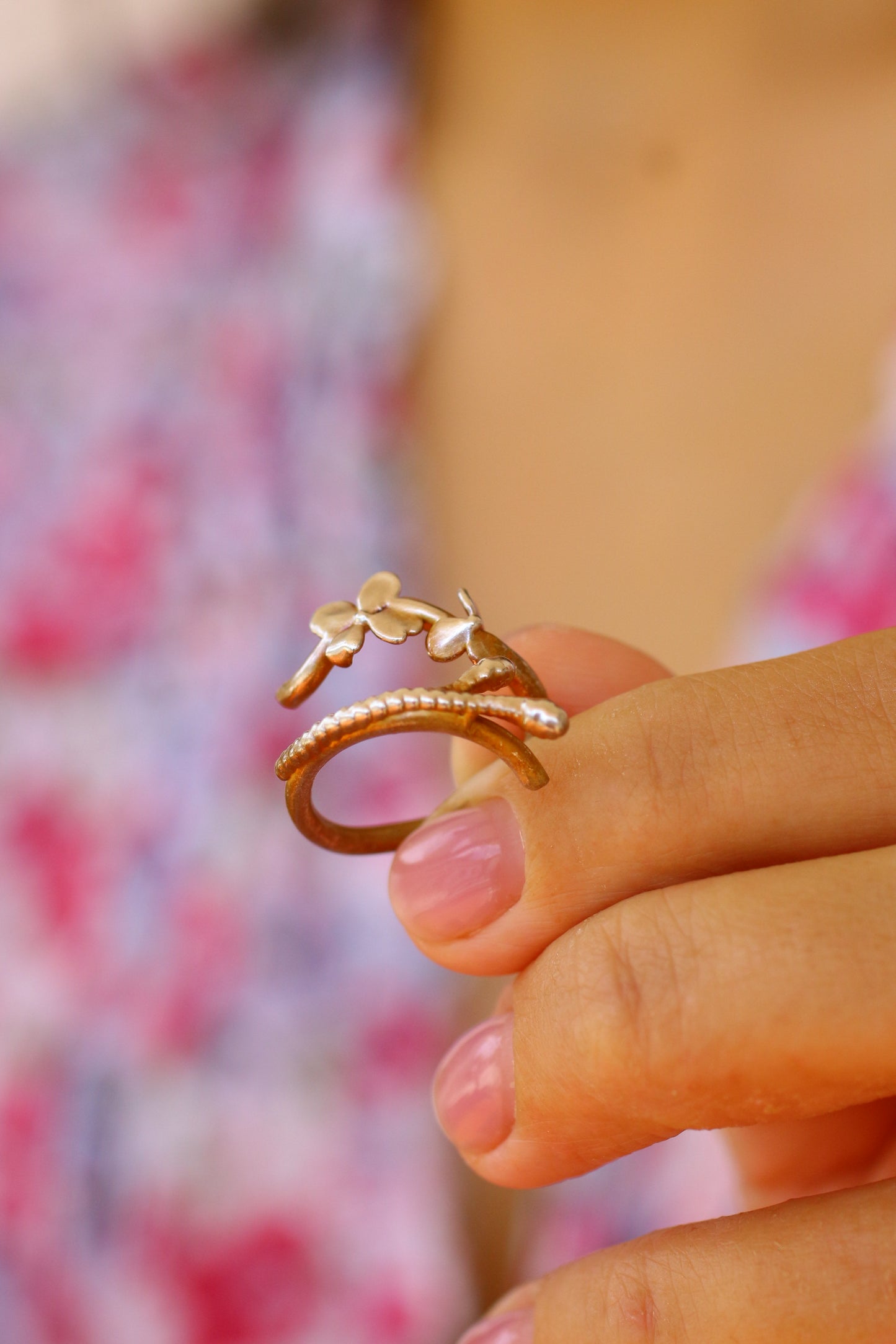 Anel com flor de hortensia