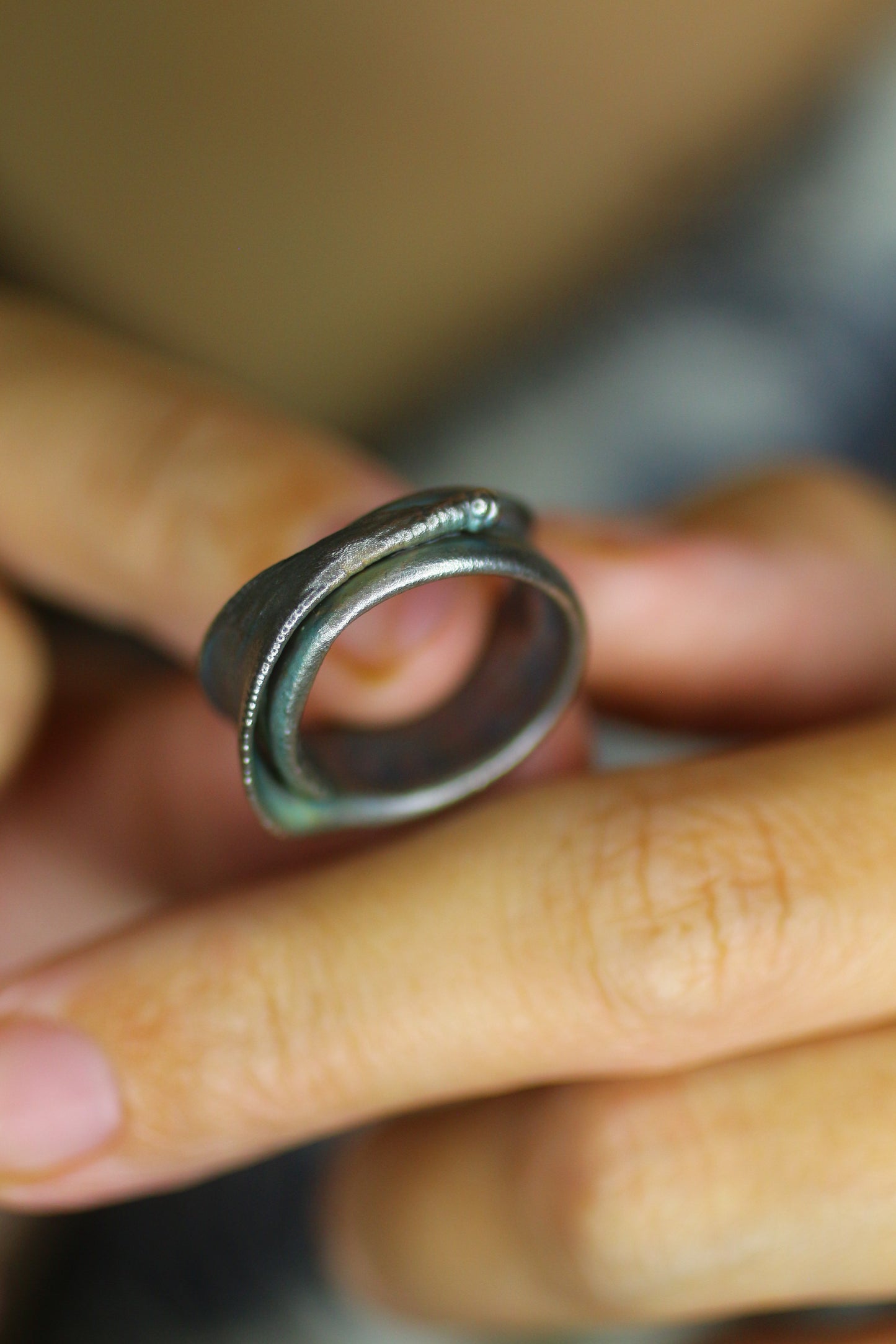 Anel com folha de bambu