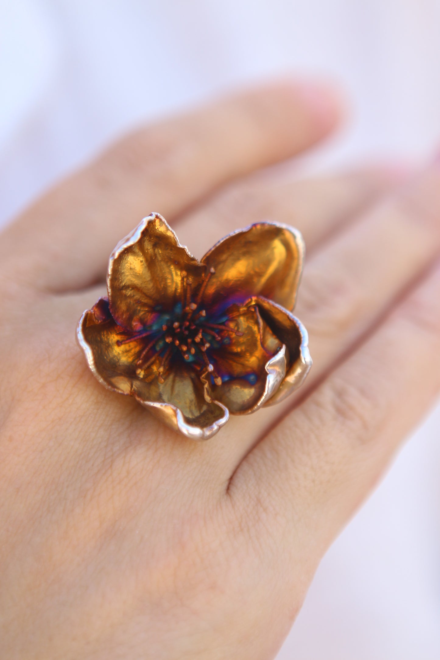 Anel com flor de cerejeira