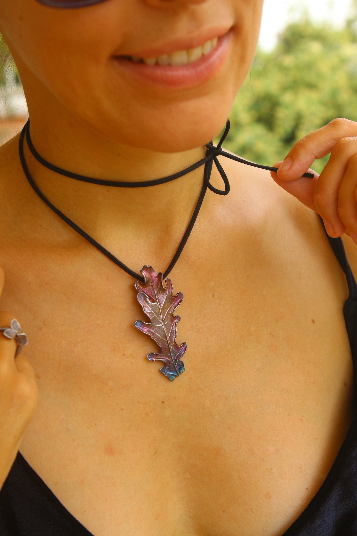 Pendente com folha de carvalho