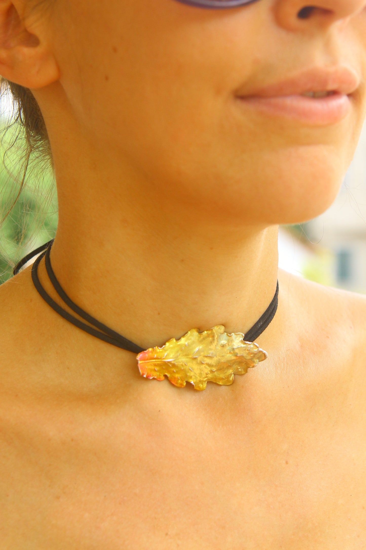 Pulseira com folha de carvalho