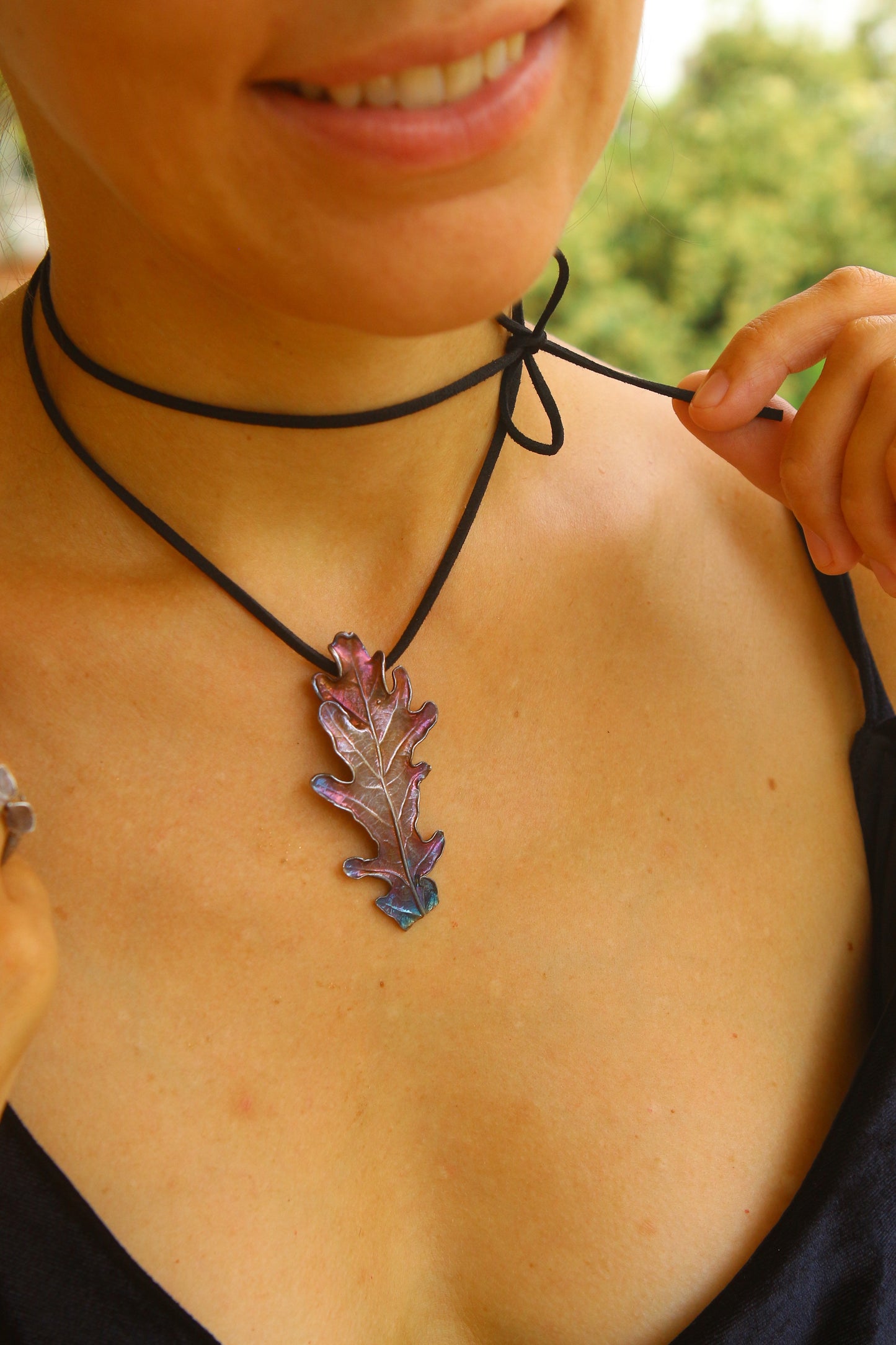 Pendente com folha de carvalho