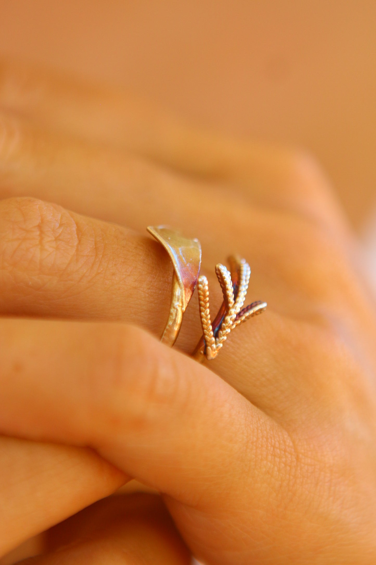 Anel com fragmento de folha