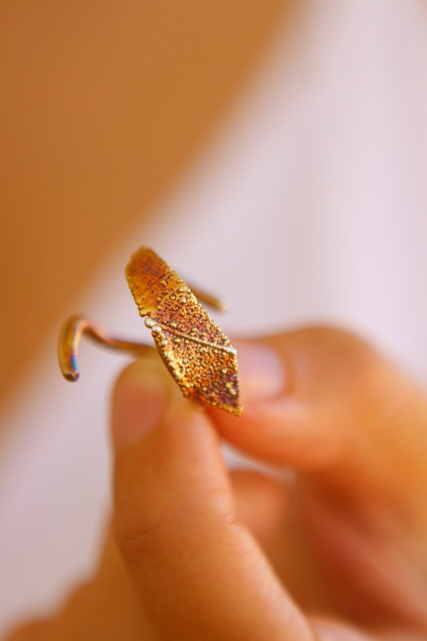 Anel com fragmento de folha