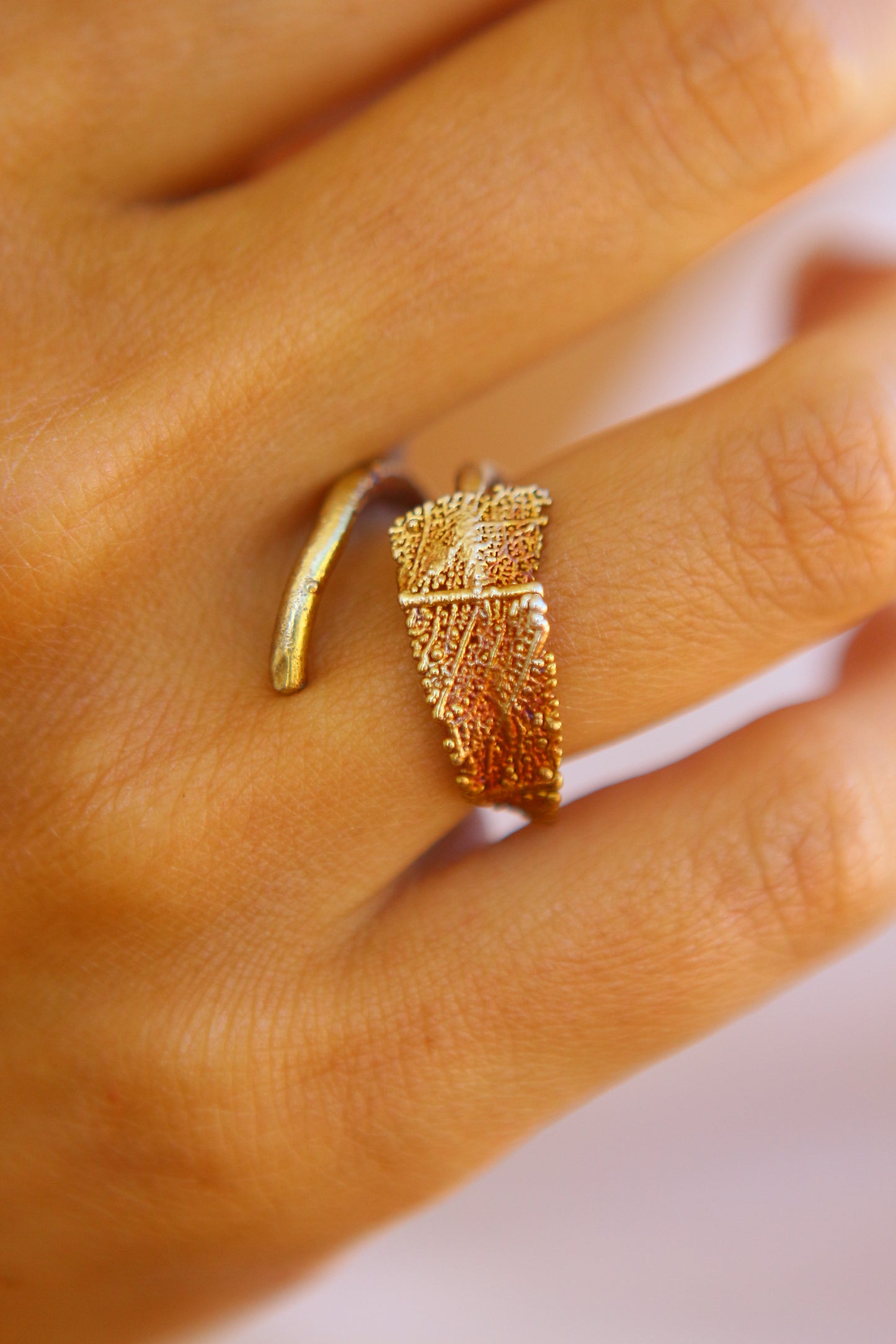 Anel com fragmento de folha