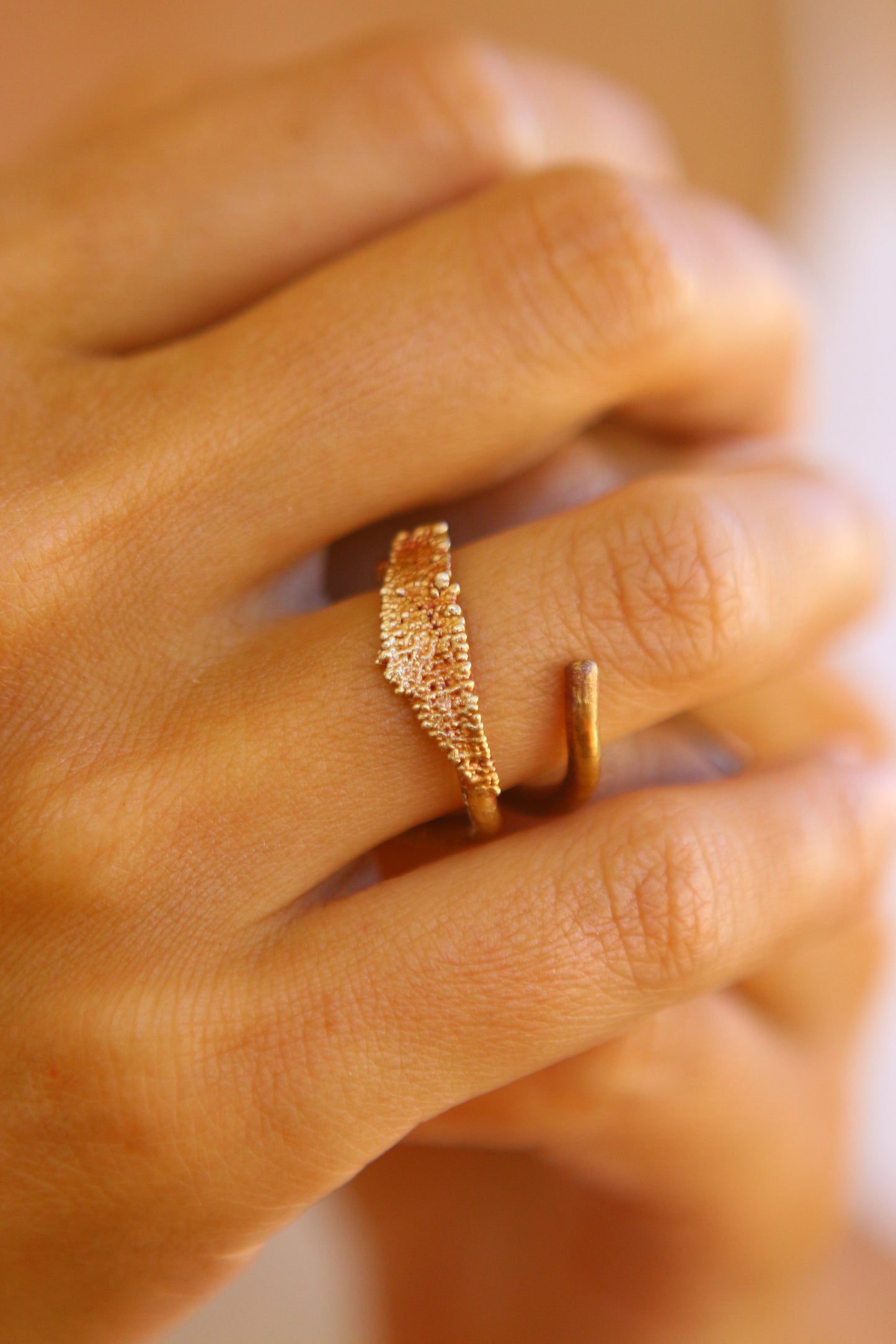 Anel com fragmento de folha