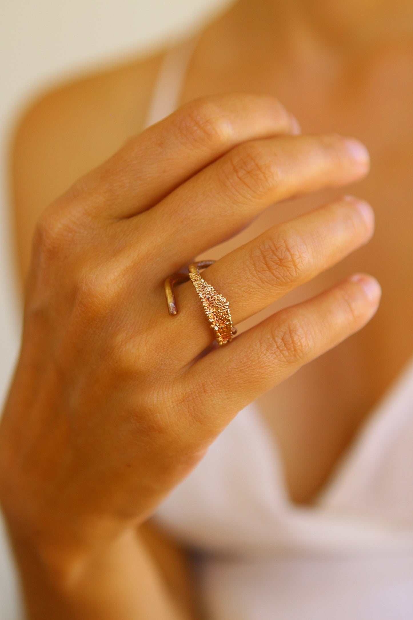 Anel com fragmento de folha