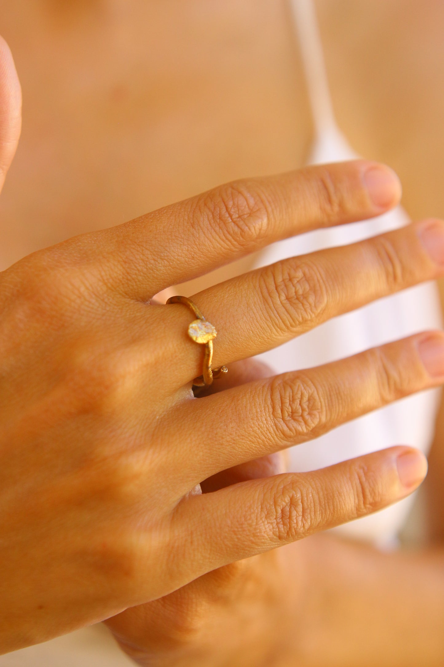 Anel com petala de hortensia