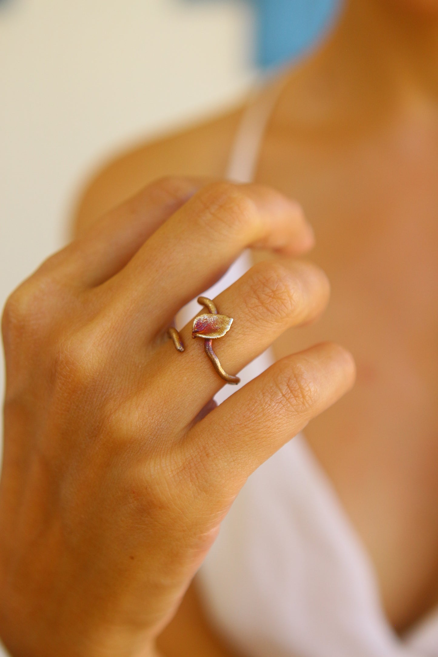 Anel com petala de hortensia