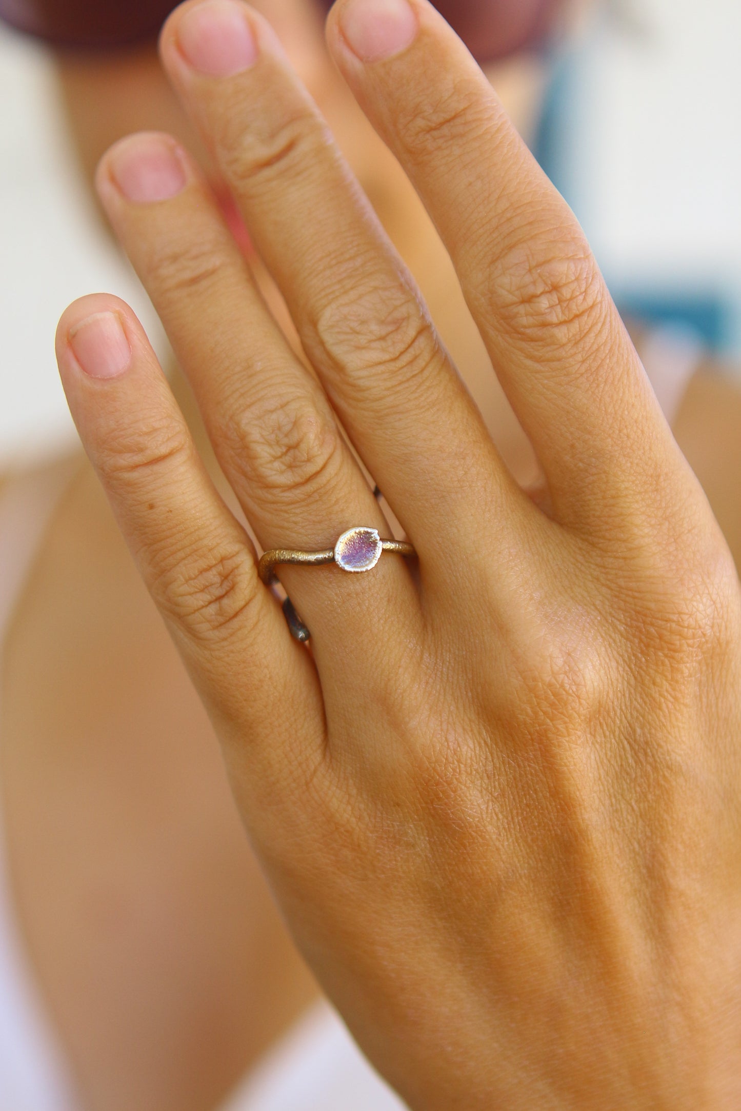 Anel com petala de hortensia