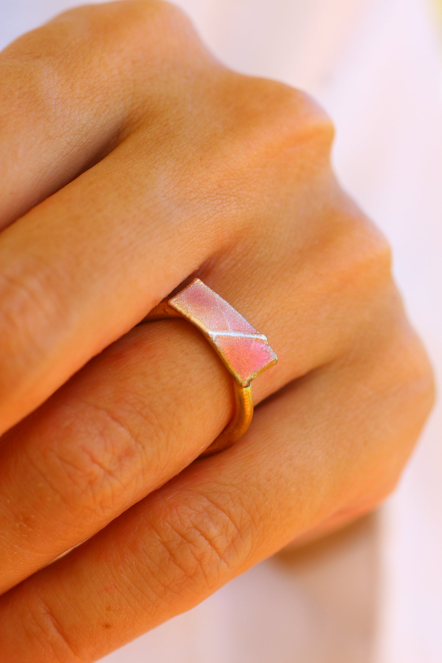 Anel com fragmento de folha