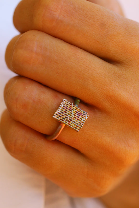 Anel com fragmento de folha