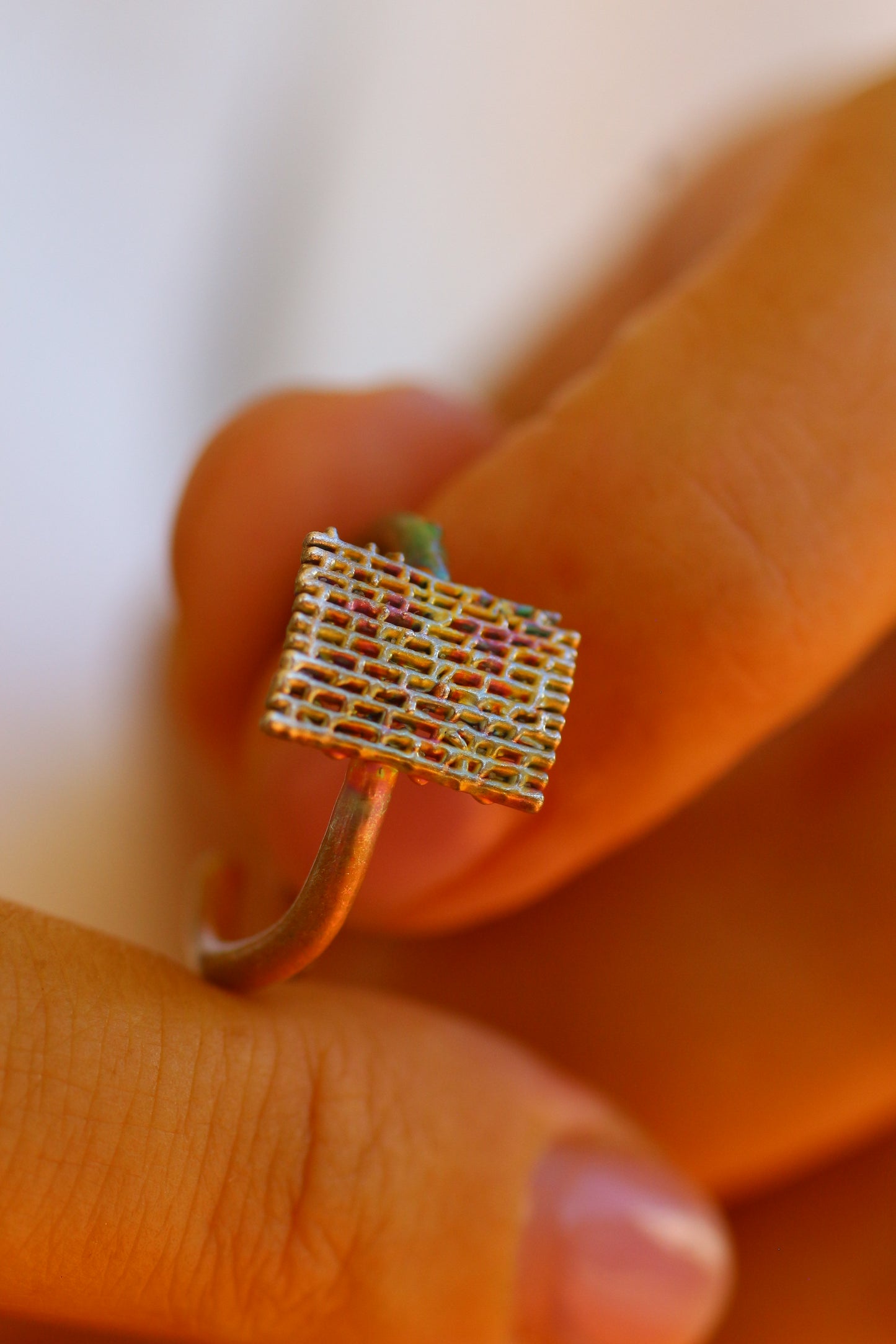 Anel com fragmento de folha