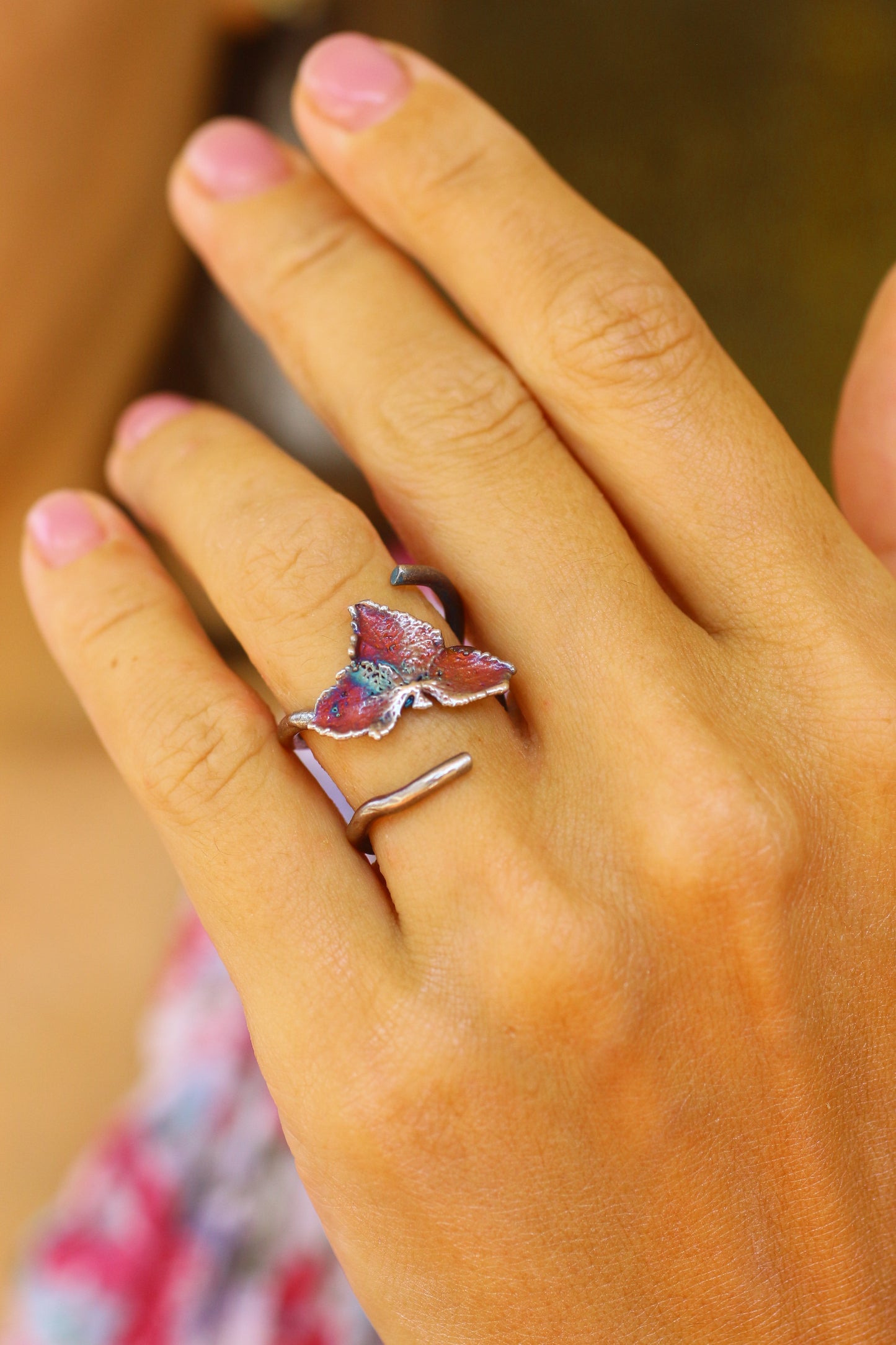 Anel com flor de hortensia