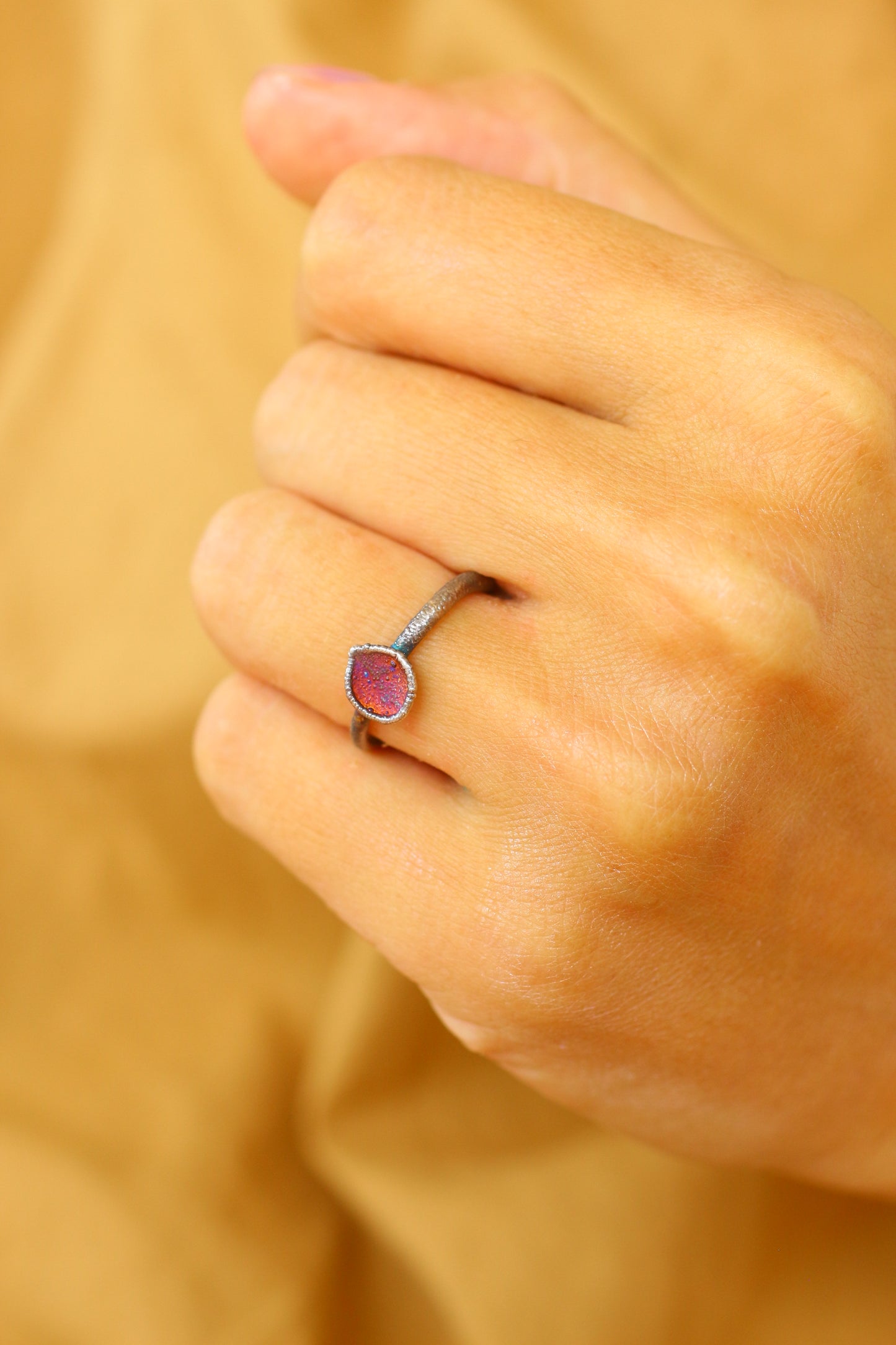 Anel com petala de hortensia