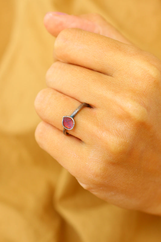 Anel com petala de hortensia