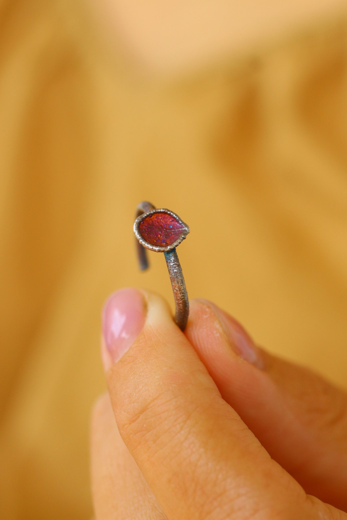 Anel com petala de hortensia