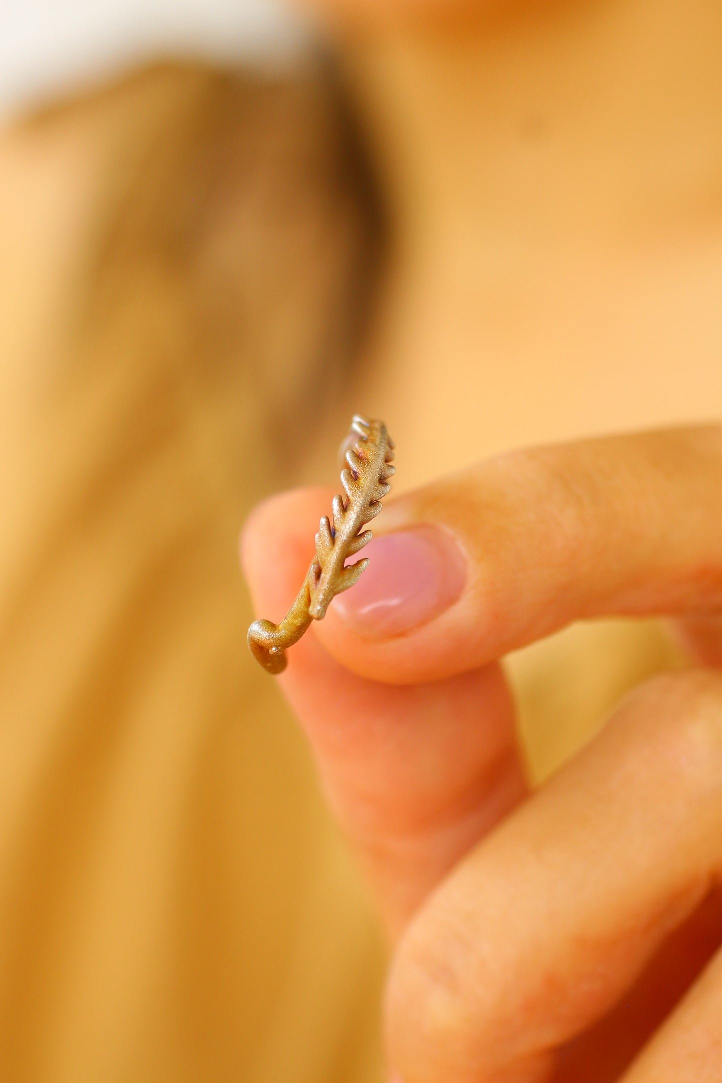 Anel com espiga de erva