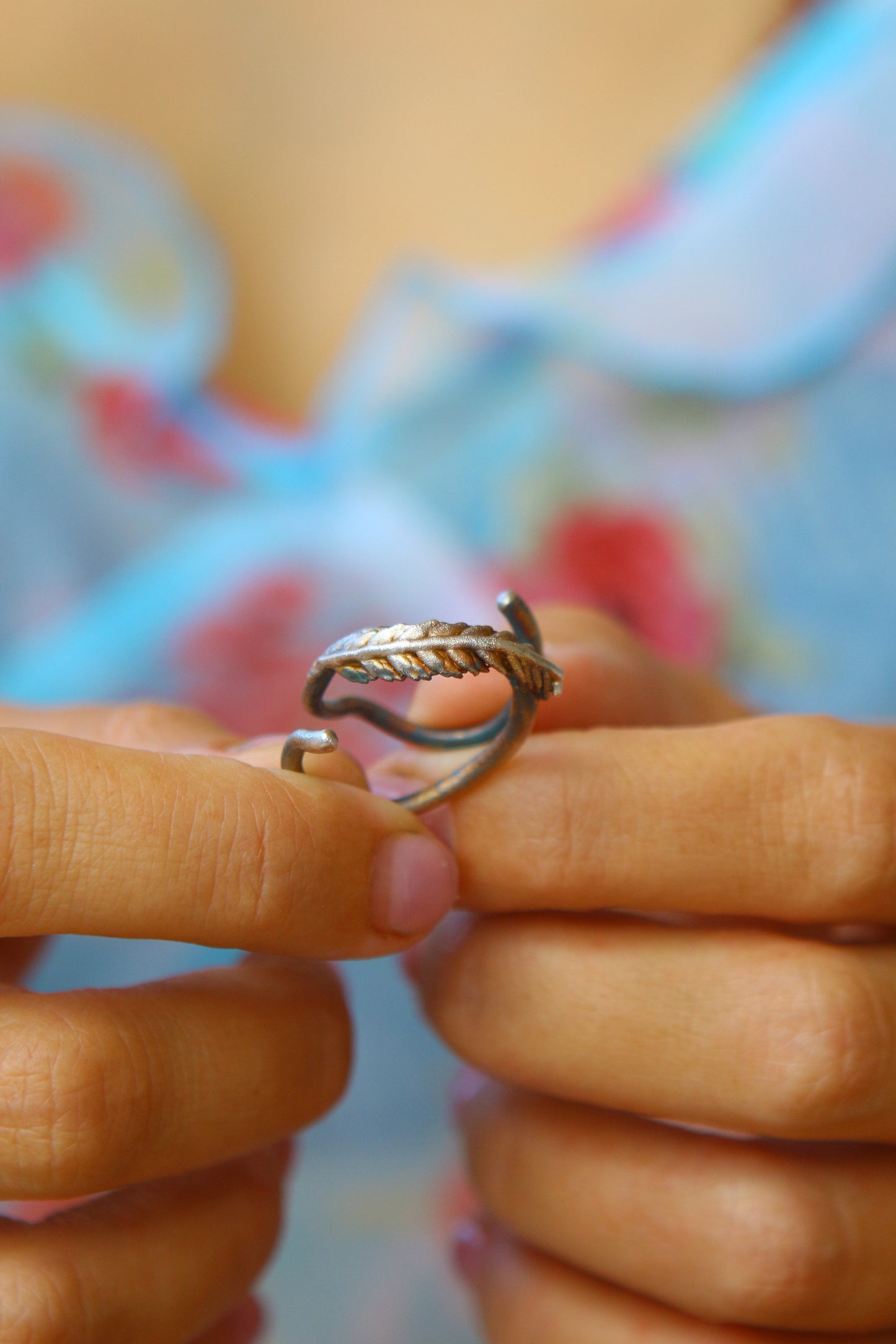 Anel com espiga de erva