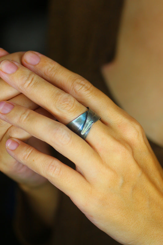 Anel com folha de arvore-de-ferro