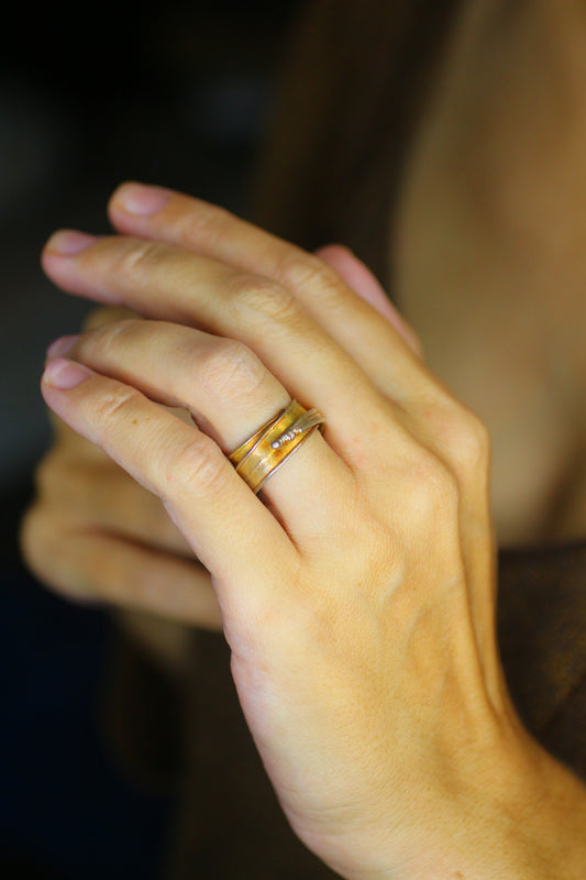 Anel com folha de palmeira