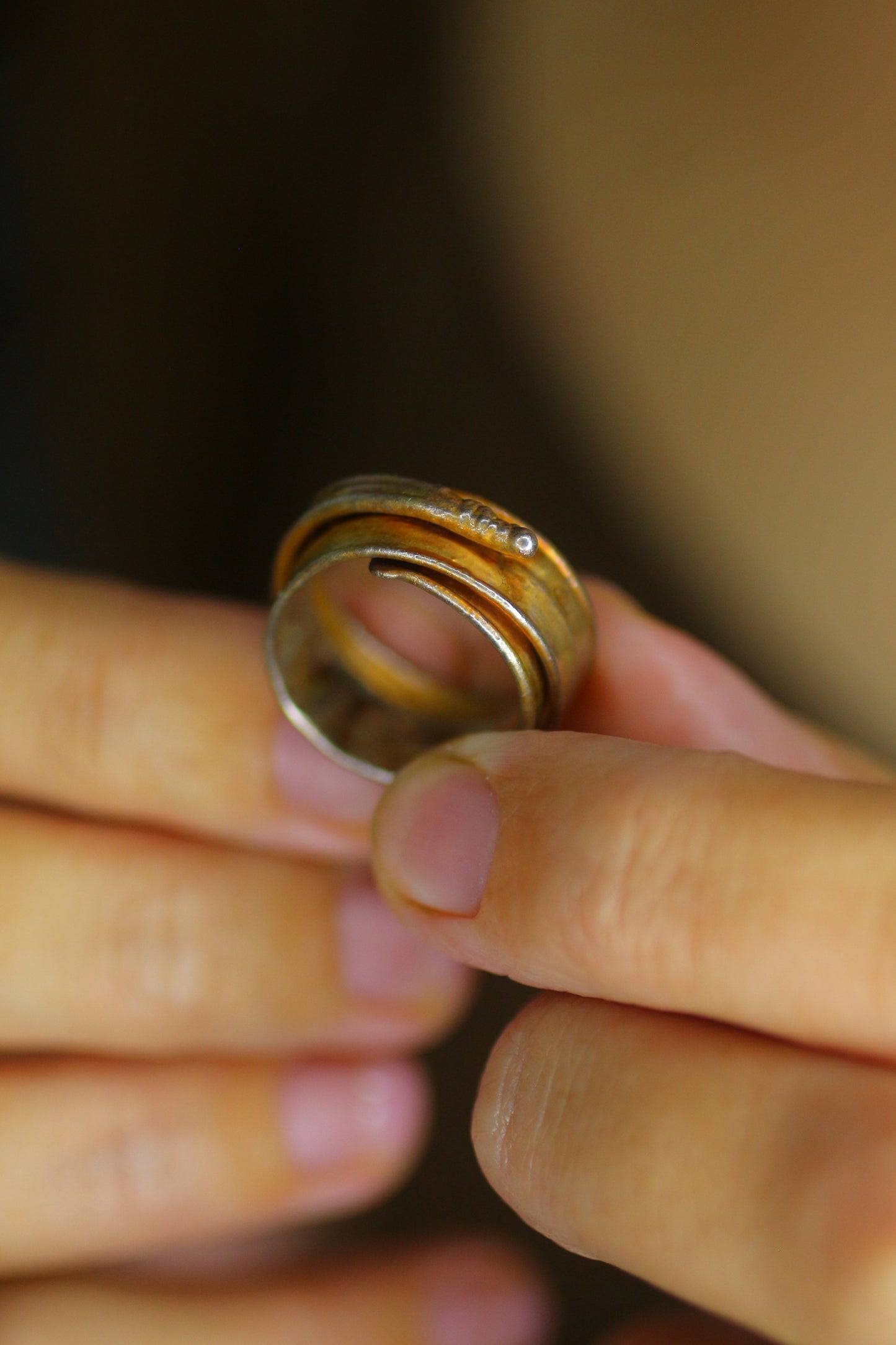 Anel com folha de palmeira