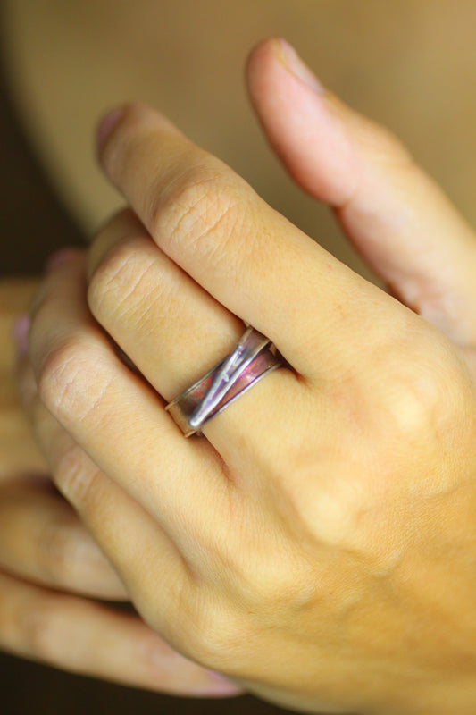 Anel com folha de palmeira