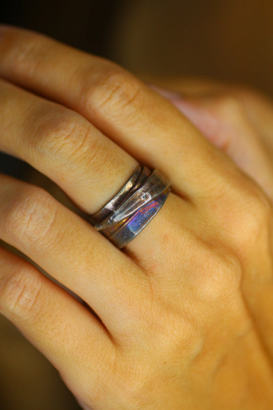 Anel com folha de palmeira