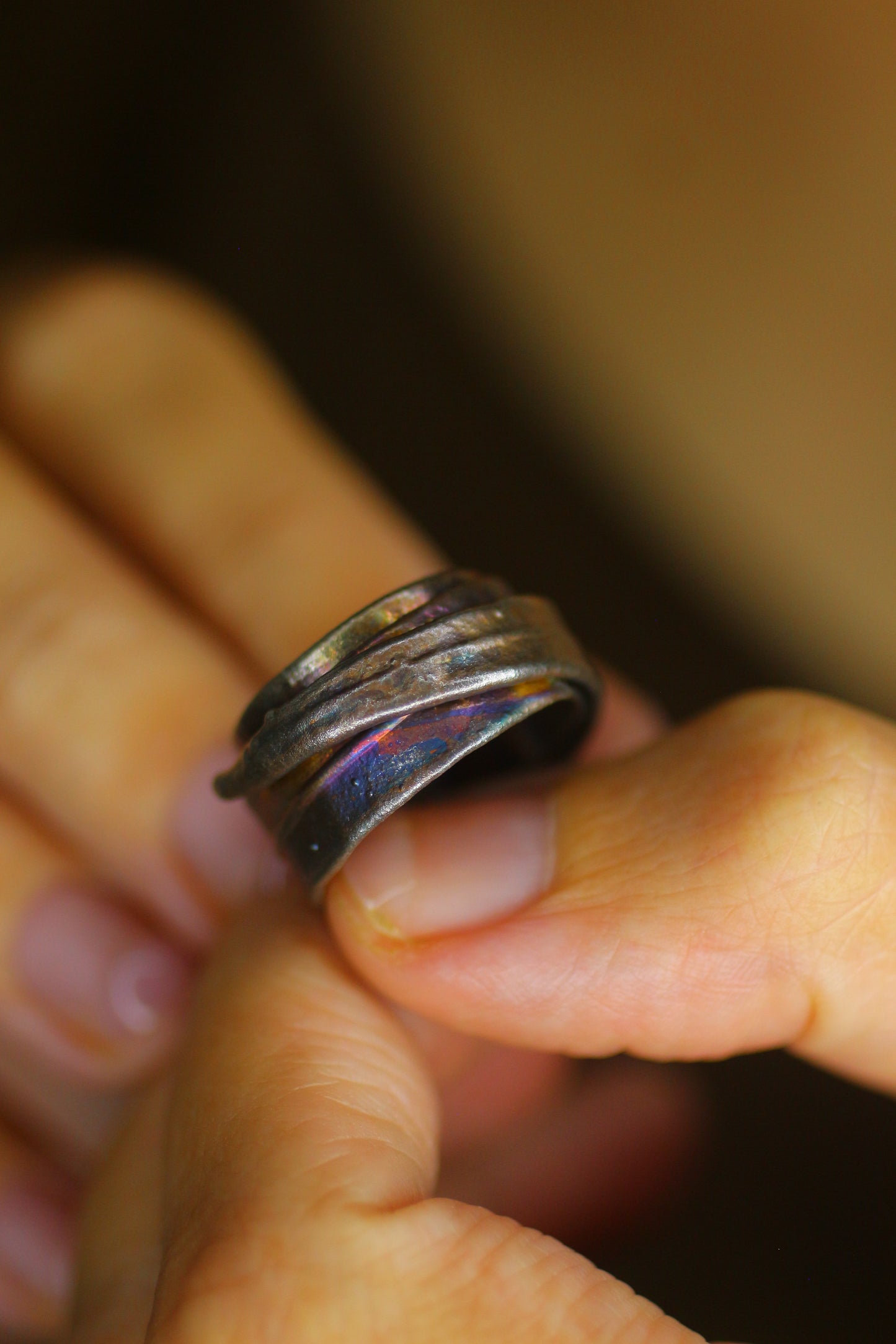 Anel com folha de palmeira