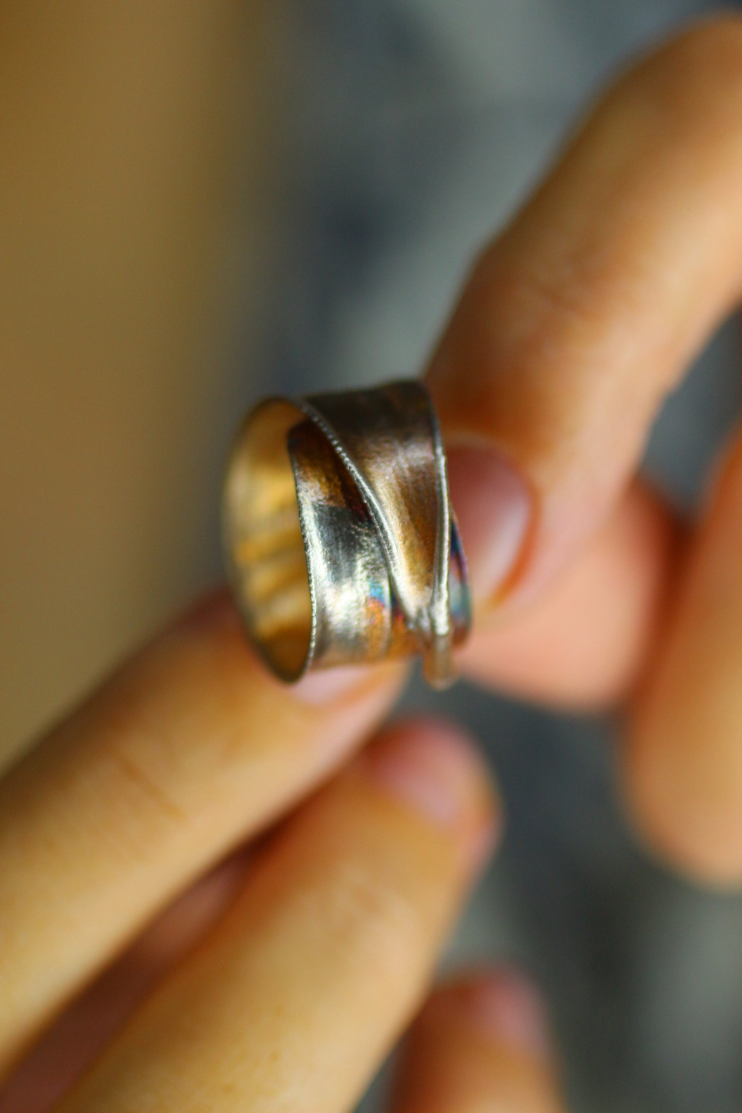 Anel com folha de bambu