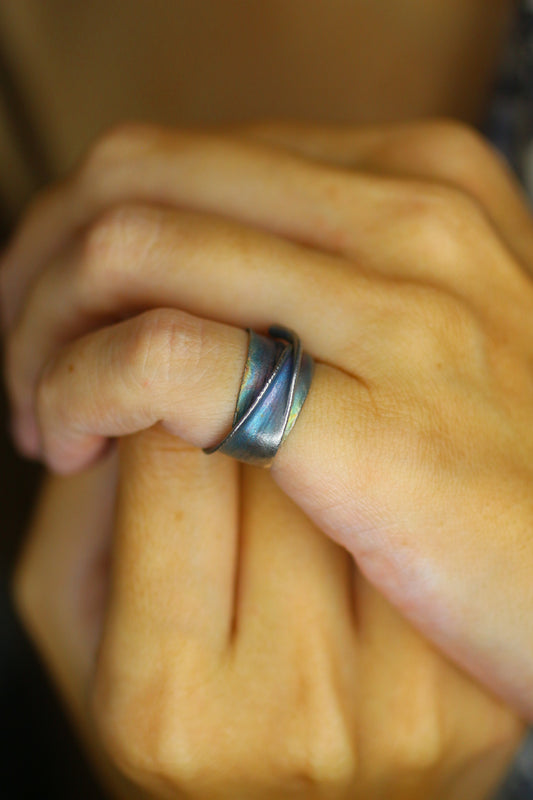 Anel com folha de bambu