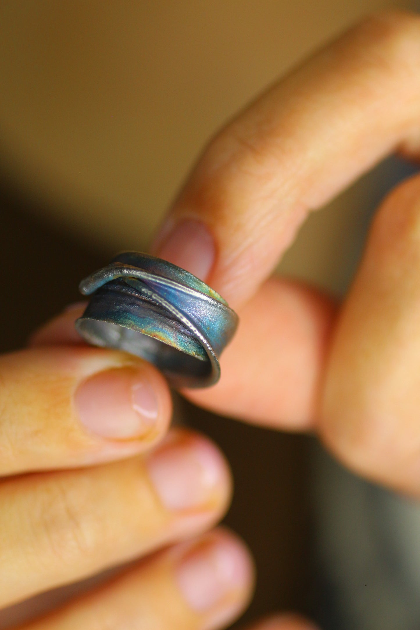 Anel com folha de bambu