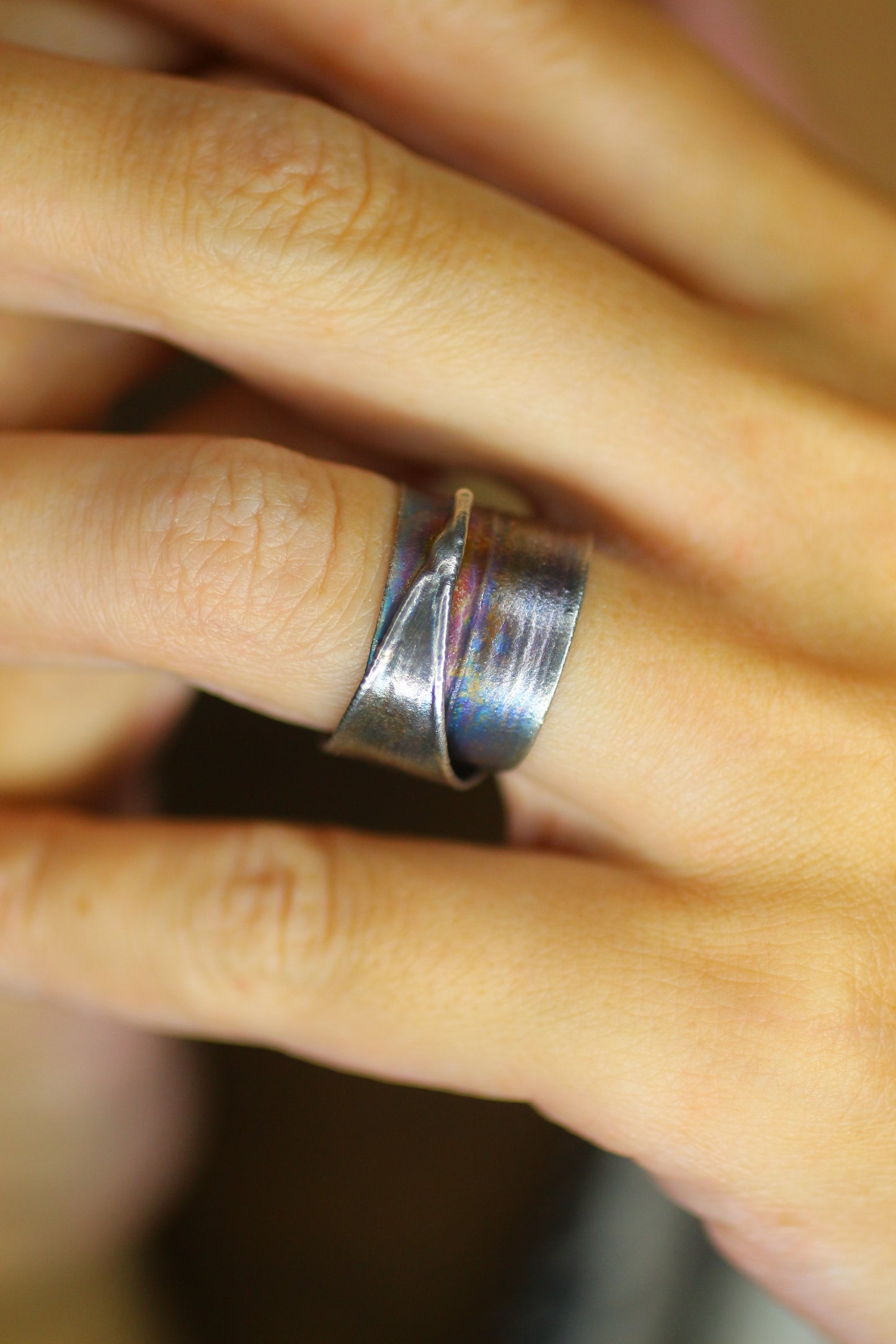 Anel com folha de bambu