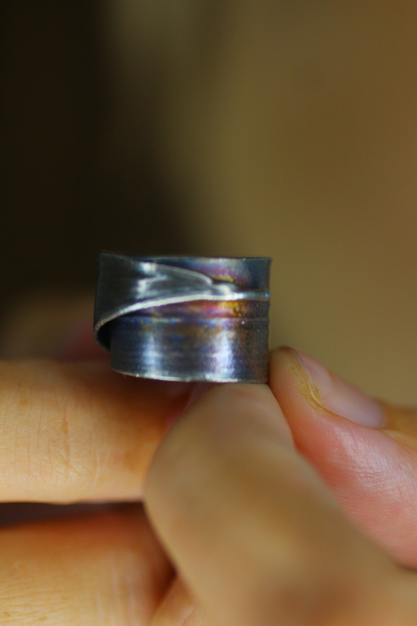 Anel com folha de bambu