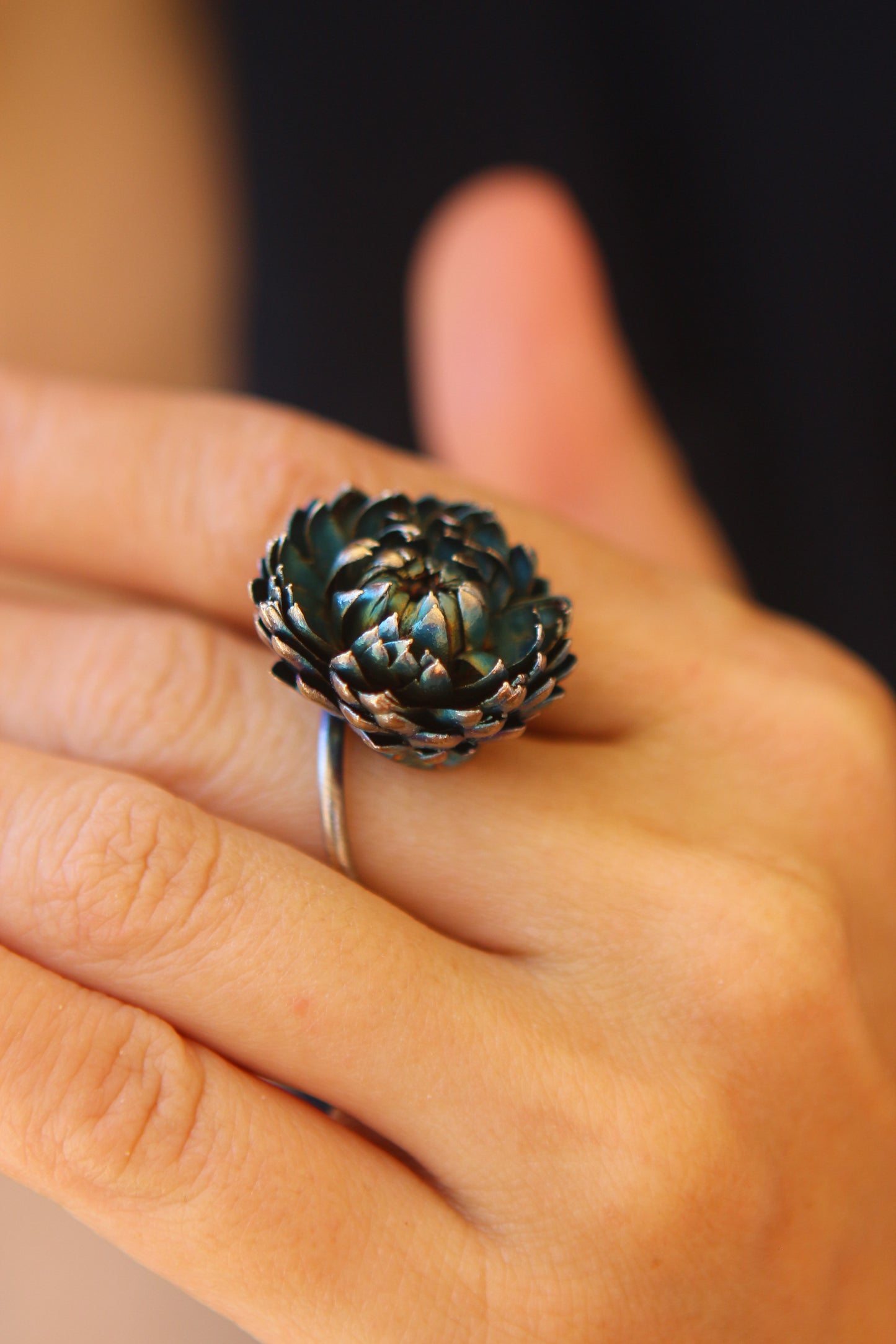 Anel com flor de xerochrysum