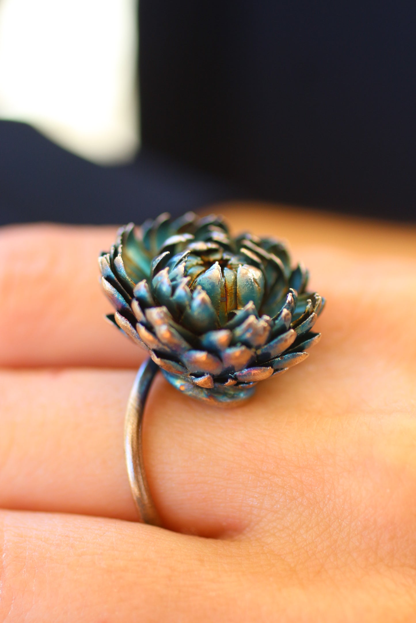 Anel com flor de xerochrysum