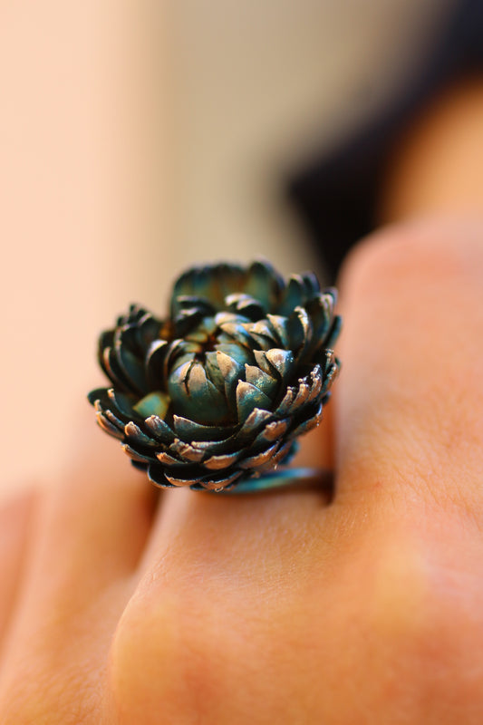 Anel com flor de xerochrysum